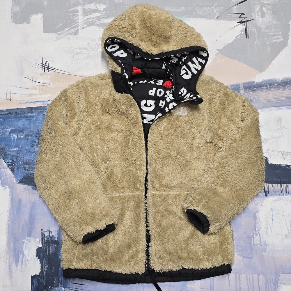 The North Face Boys Reversible Shasta Sherpa Hooded Jacket TNF Black Large 14/16